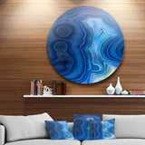 Blue Agate Stone Design' Disc Abstract Metal Circle Wall Art Print