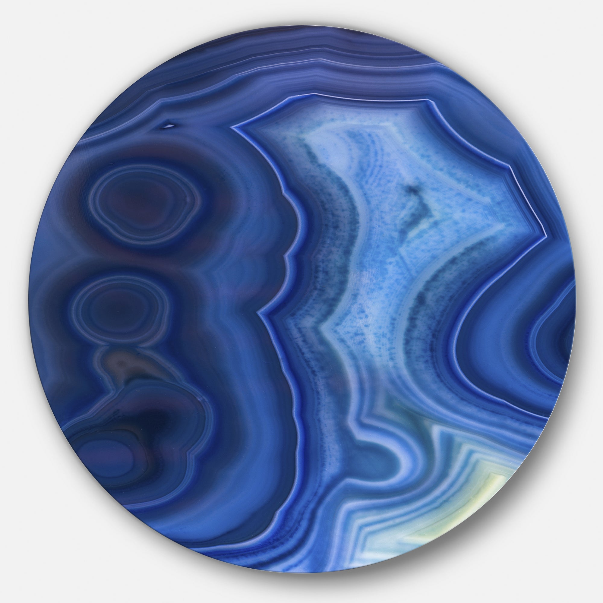 Blue Agate Stone Design' Disc Abstract Metal Circle Wall Art Print