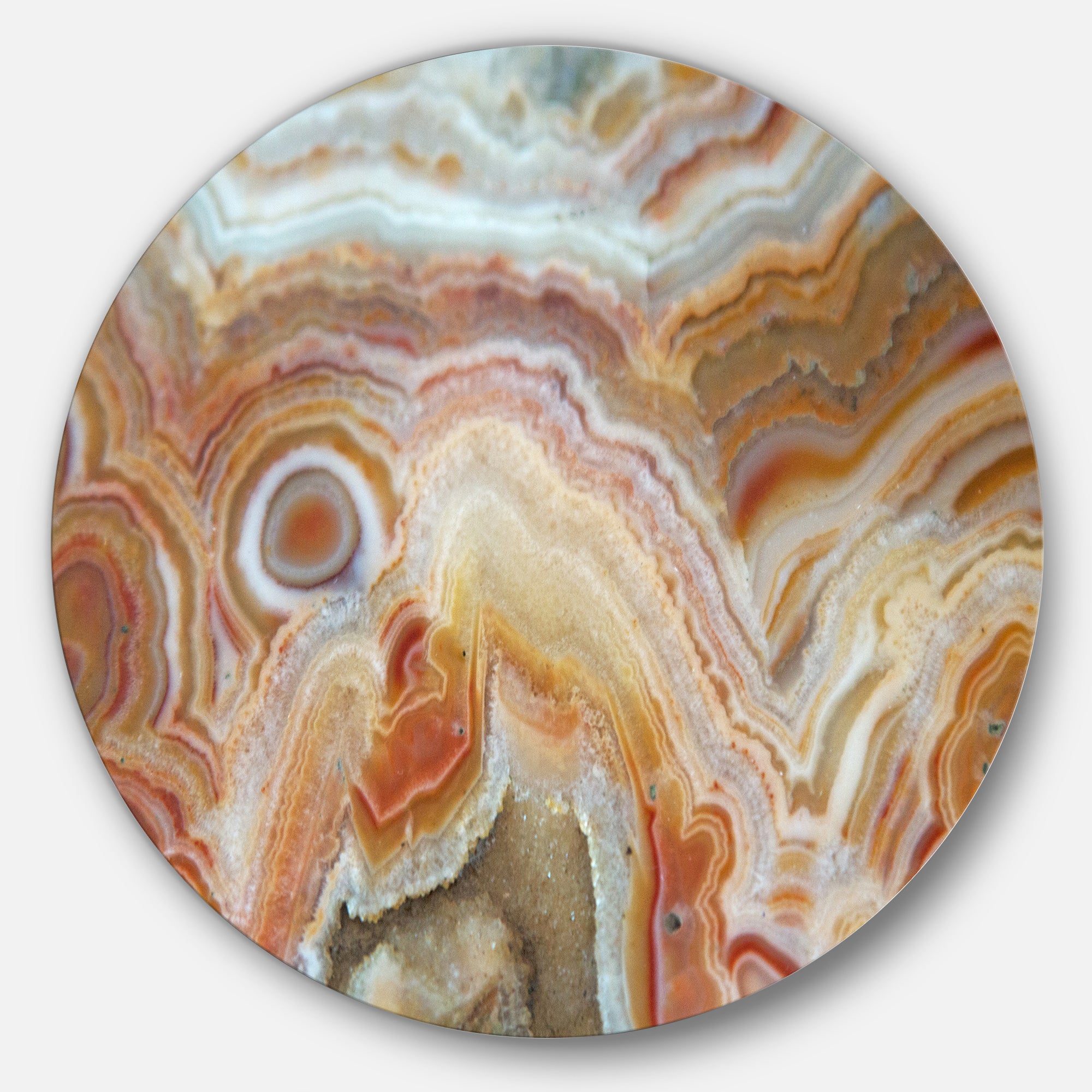 Strips and Ovals on Agate' Disc Abstract Metal Circle Wall Art Print