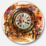 People and Time Acrylic Painting' Large Abstract Metal Artwork