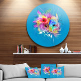Summer Colorful Flowers on Blue' Extra Large Floral Wall Art