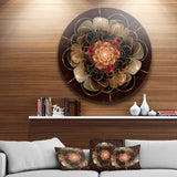 Dark Gold Red Fractal Flower Pattern' Extra Large Floral Wall Art