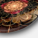 Dark Gold Red Fractal Flower Pattern' Extra Large Floral Wall Art