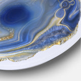 Designart 'Ocean Blue Golden Jasper Agate I' Glam Round Circle Metal Wall Decor Panel