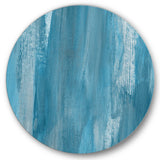 Designart 'White and Blue Paint Waves I' Glam Round Circle Metal Wall Decor Panel