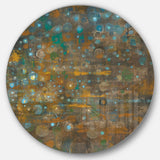 Designart 'Blue and Bronze Dots on Glass IV' Geometric Metal Circle Wall Art