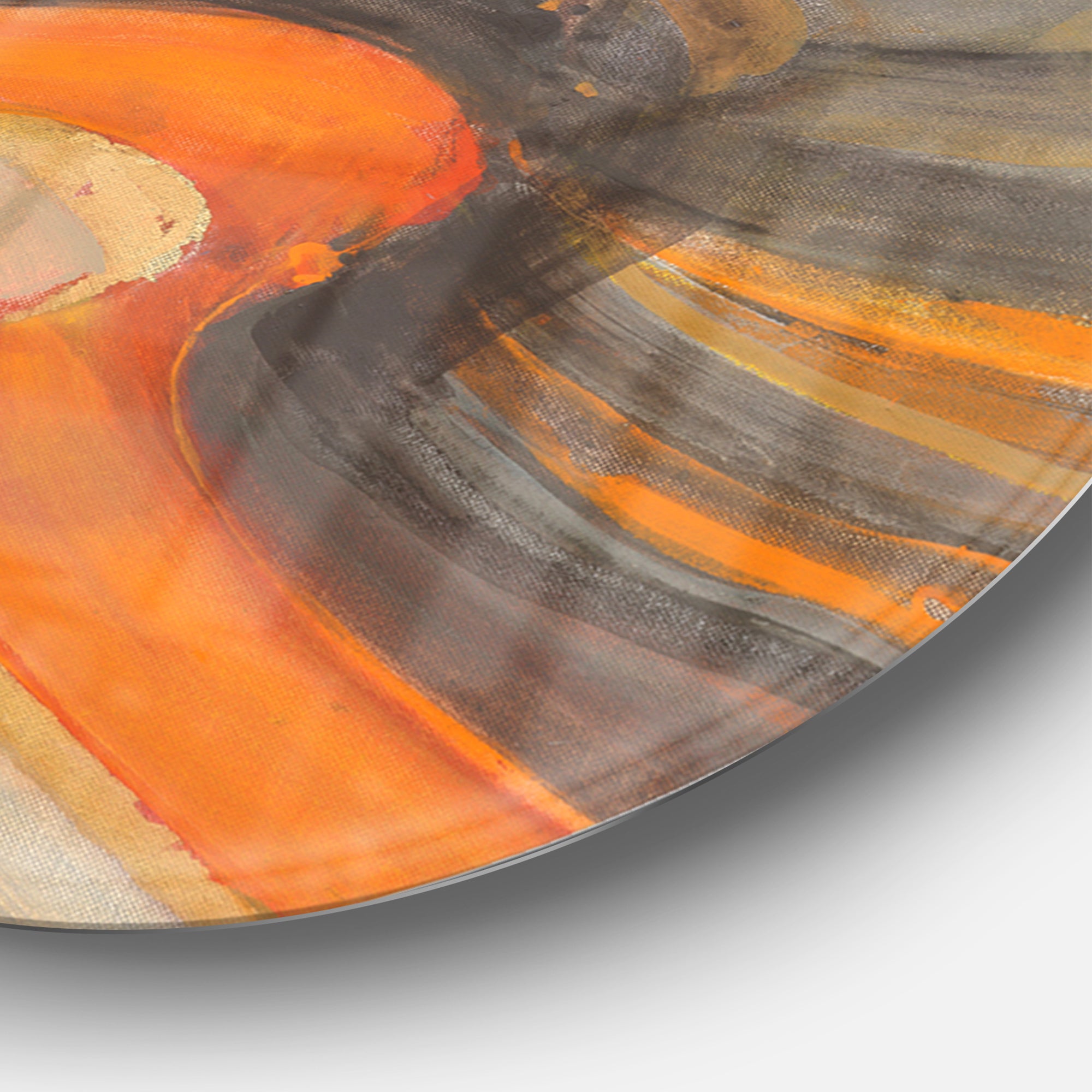 Designart 'Abstract Gilded Orange Waves' Geometric Metal Circle Wall Art