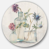 Designart 'Blossoms on Birch Cottage Bouquet II' Farmhouse Metal Circle Wall Art