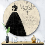 Designart 'French chandeliers Couture IV' Glam Metal Circle Wall Art
