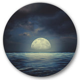 Designart 'Super Moon Over The Sea II' Nautical & Coastal Metal Circle Wall Art