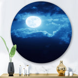 Designart 'Full Moon In Cloudy Night Sky III' Nautical & Coastal Metal Circle Wall Art