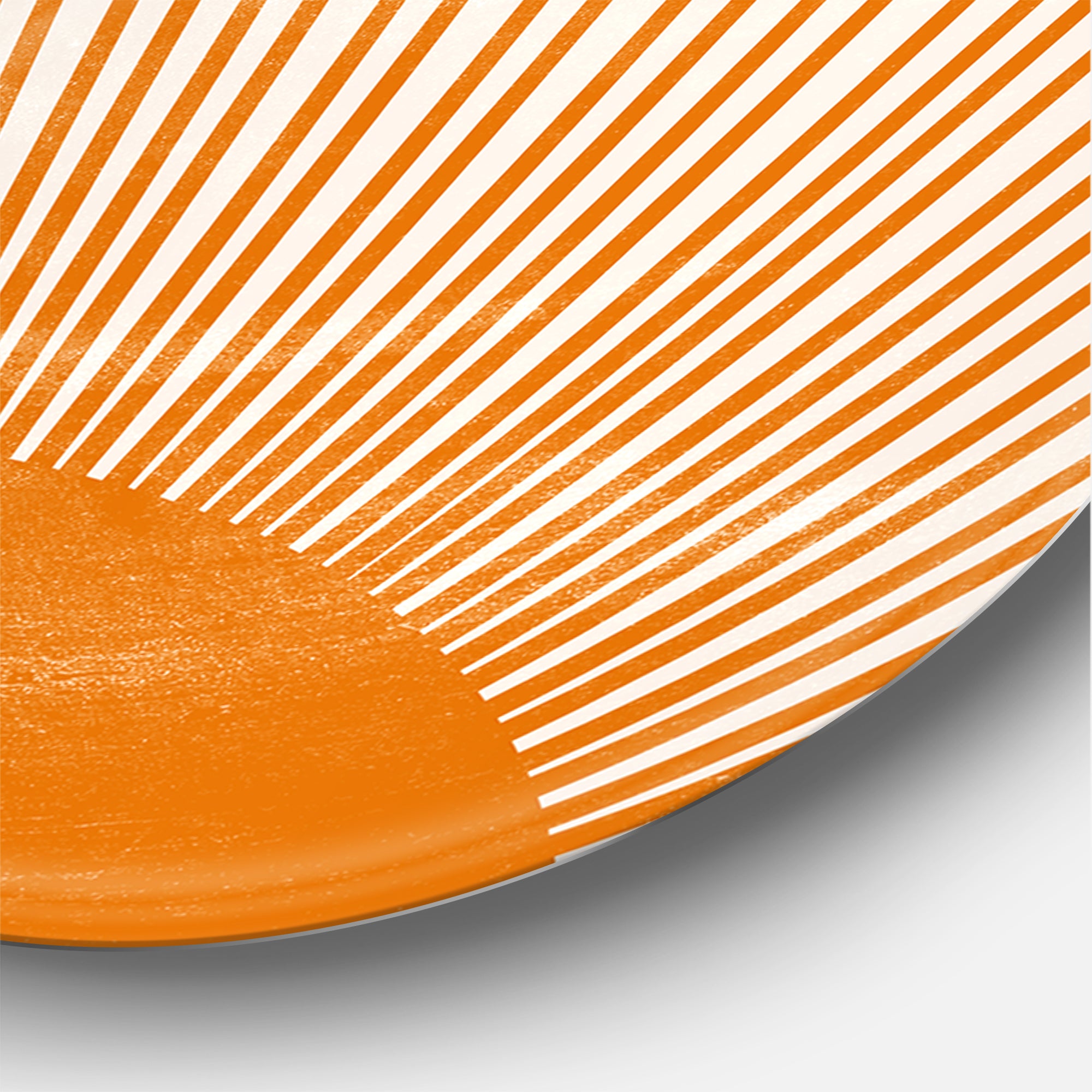 Designart 'Orange Sun Print III' Modern Metal Circle Wall Art