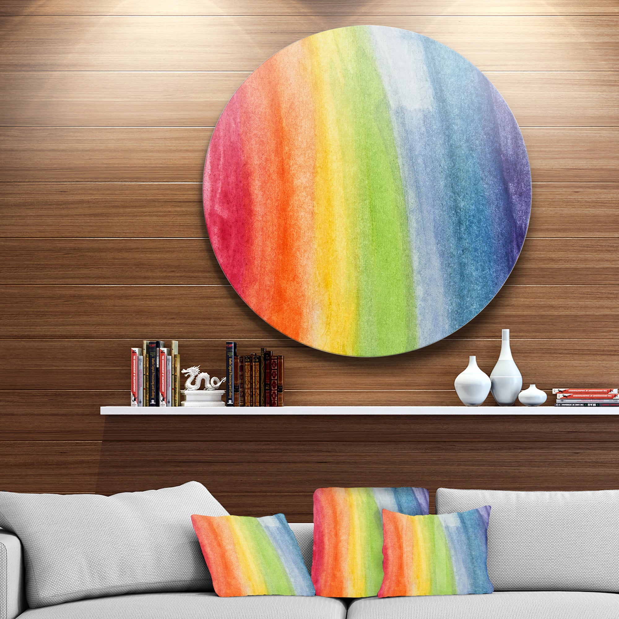 Flowing Rainbow Colors' Abstract Metal Artwork