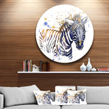 Little Zebra Illustration Art' Animal Metal Circle Wall Art