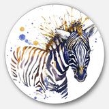 Little Zebra Illustration Art' Animal Metal Circle Wall Art