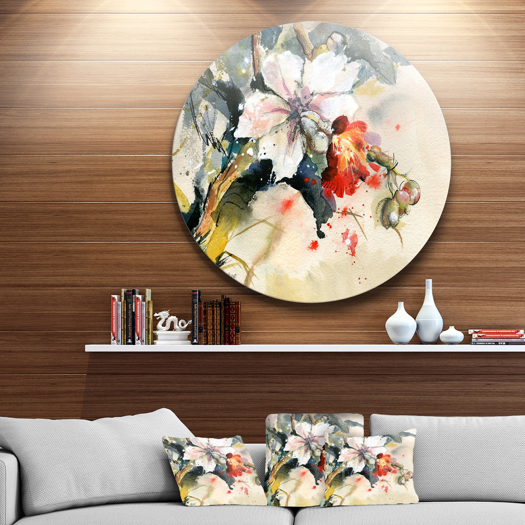 Orchid in Bloom' Floral Metal Circle Wall Art