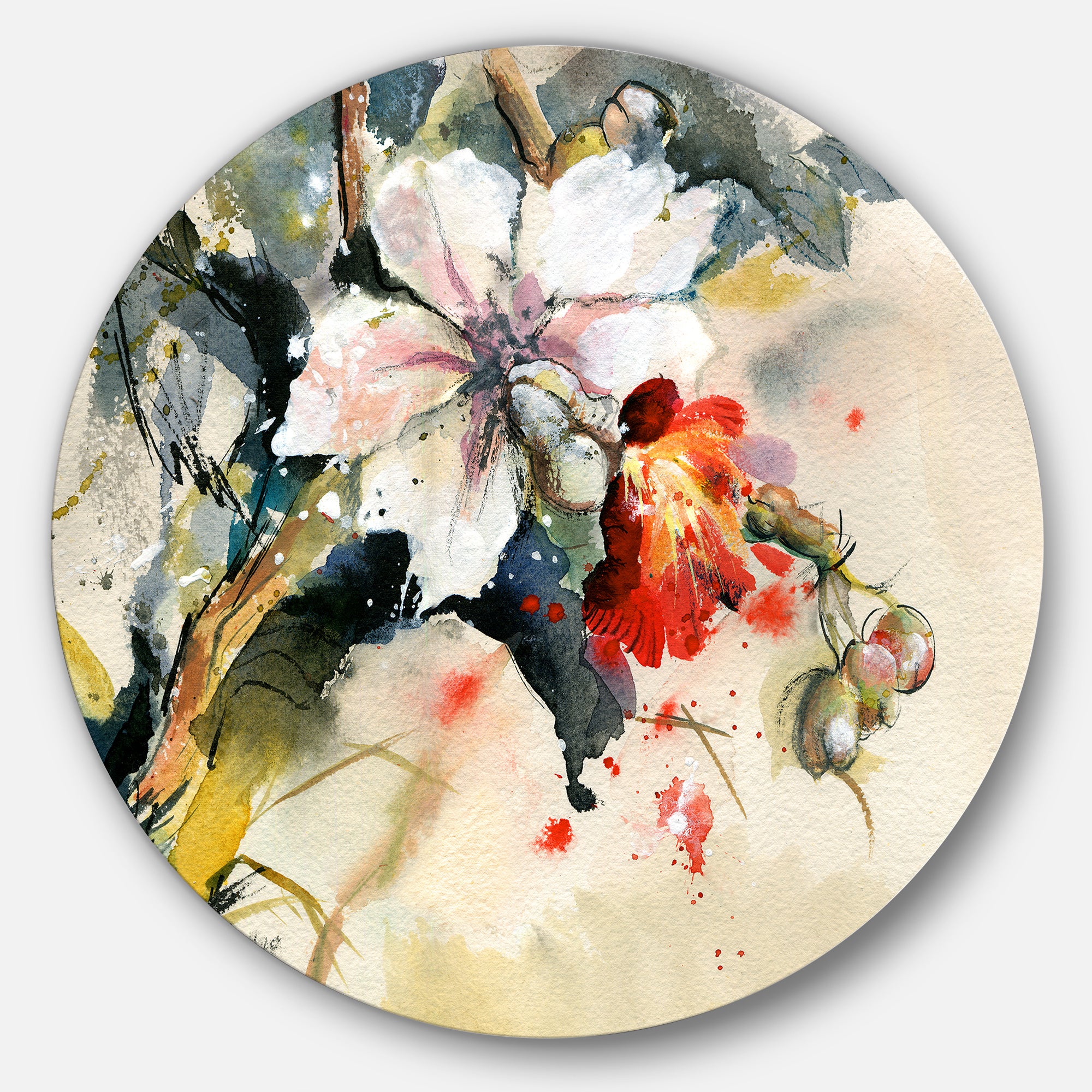 Orchid in Bloom' Floral Metal Circle Wall Art