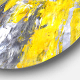 Grey and Yellow Abstract Pattern' Abstract Circle Metal Wall Art