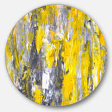 Grey and Yellow Abstract Pattern' Abstract Circle Metal Wall Art
