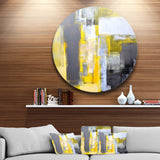 Grey and Yellow Blur Abstract' Abstract Circle Metal Wall Art