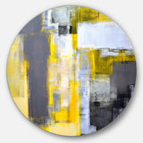 Grey and Yellow Blur Abstract' Abstract Circle Metal Wall Art