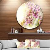 Blooming Cherry Flowers' Floral Photography Circle Metal Wall Art
