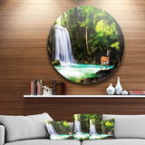 Erawan Waterfall' Large Landscape Photo Circle Metal Wall Art
