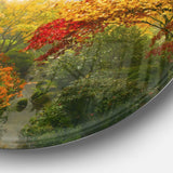 Colorful Maple Trees' Disc Floral Photography Circle Metal Wall Art