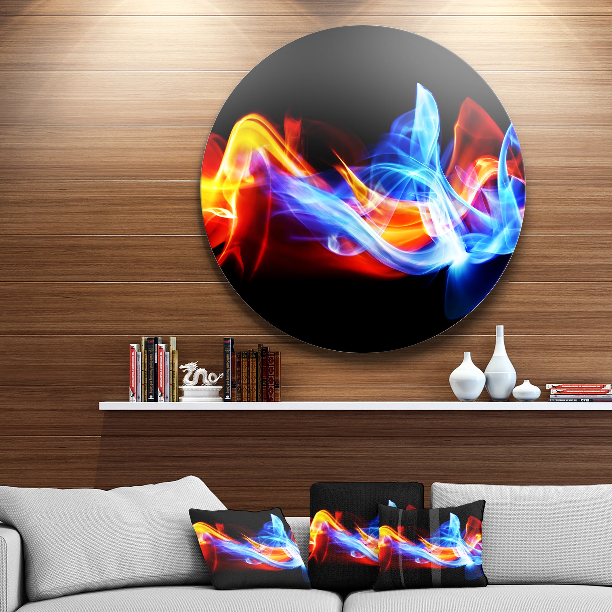 Fire and Ice' Disc Abstract Circle Metal Wall Art
