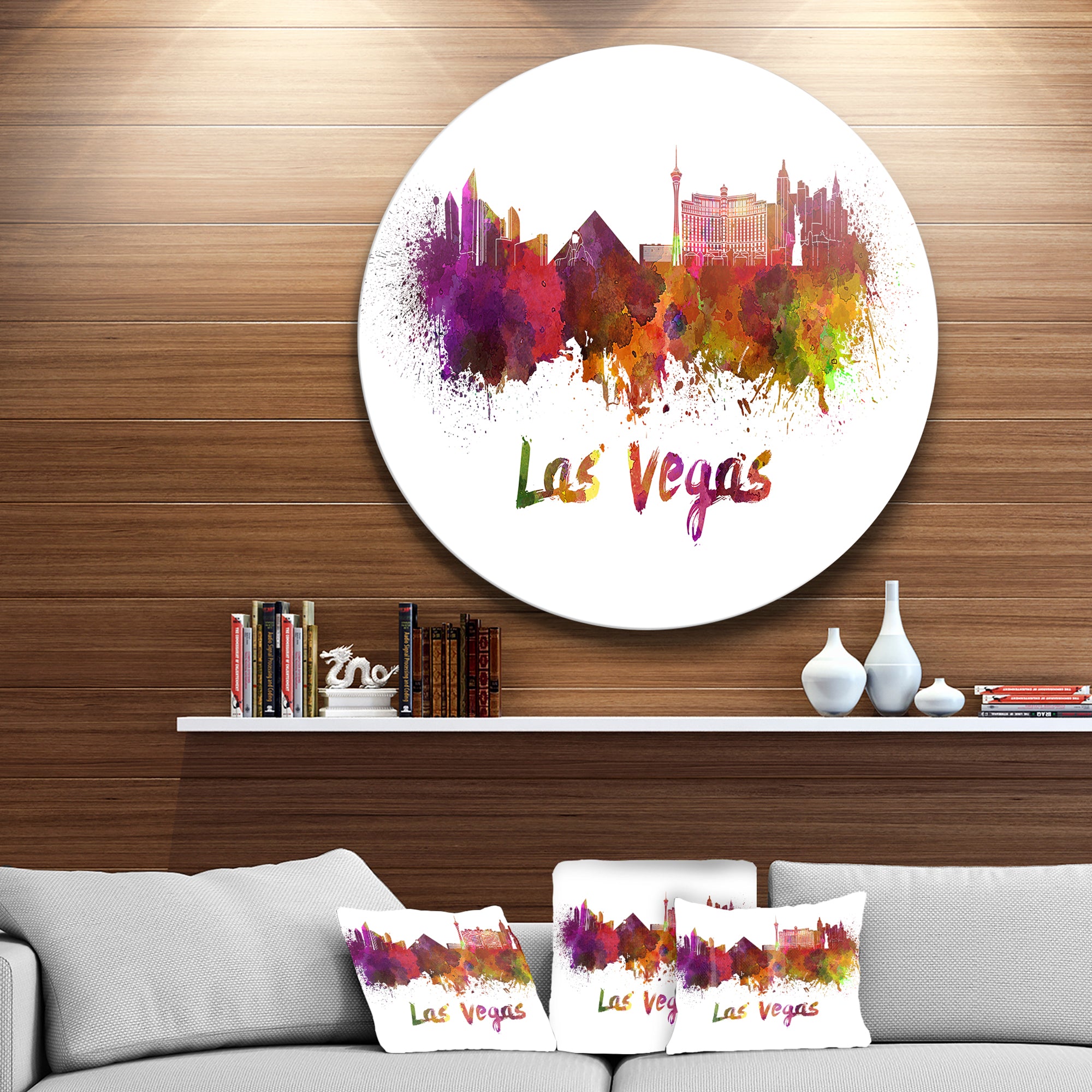 'Las Vegas Skyline' Disc Large Cityscape Metal Artwork Print