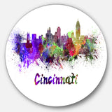 'Cincinnati Skyline' Disc Large Cityscape Metal Artwork Print