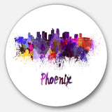 'Phoenix Skyline' Disc Cityscape Metal Artwork Print