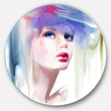 Portrait of Beautiful Girl' Disc Portrait Circle Metal Wall Art