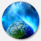 Planet Earth in Universe' Disc Contemporary Circle Metal Wall Art