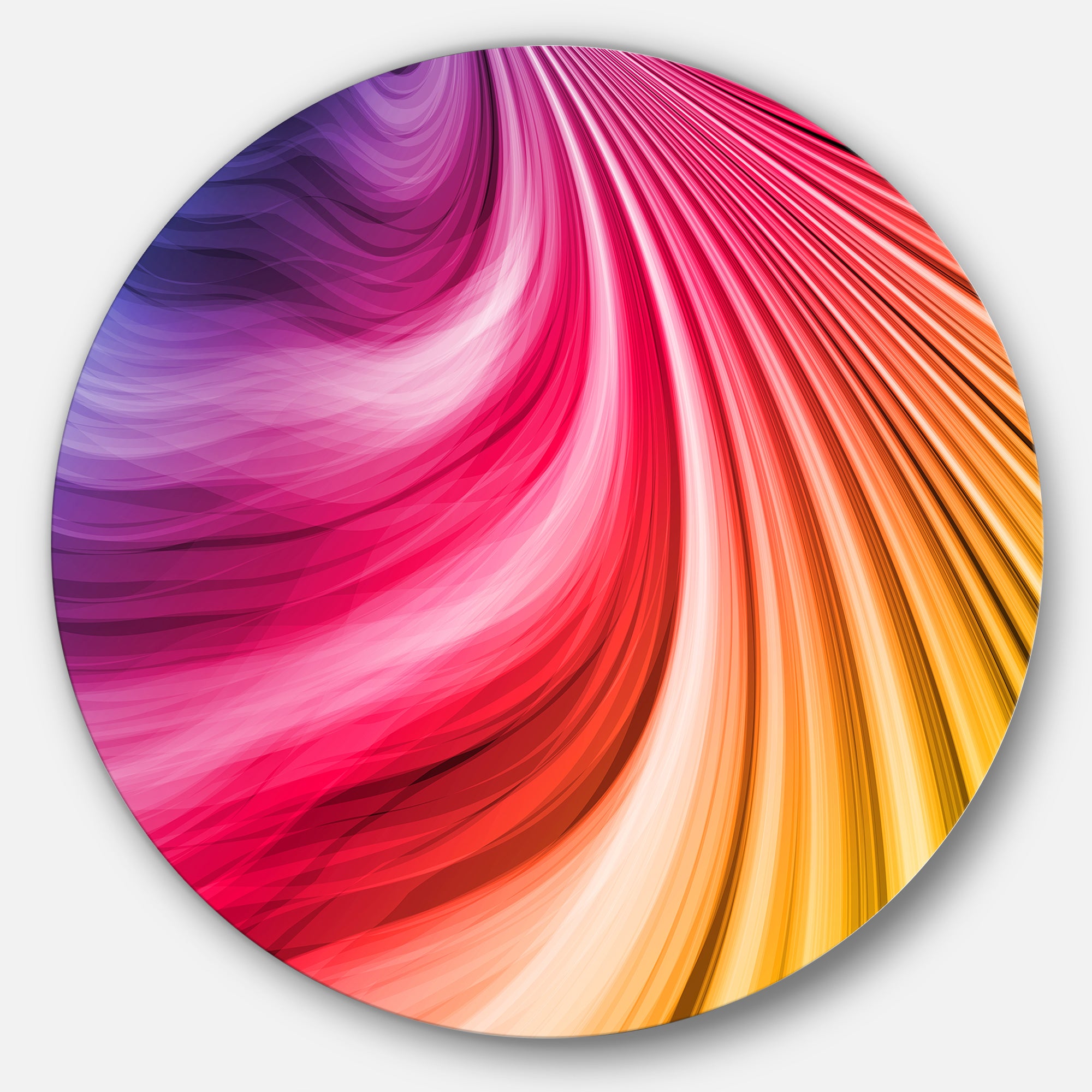 Abstract Colorful Waves' Disc Contemporary Circle Metal Wall Art