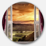 Open Window to Rural Landscape' Disc Contemporary Circle Metal Wall Art