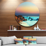 Sunset Over Blue Sky' Disc Seascape Photography Circle Metal Wall Art