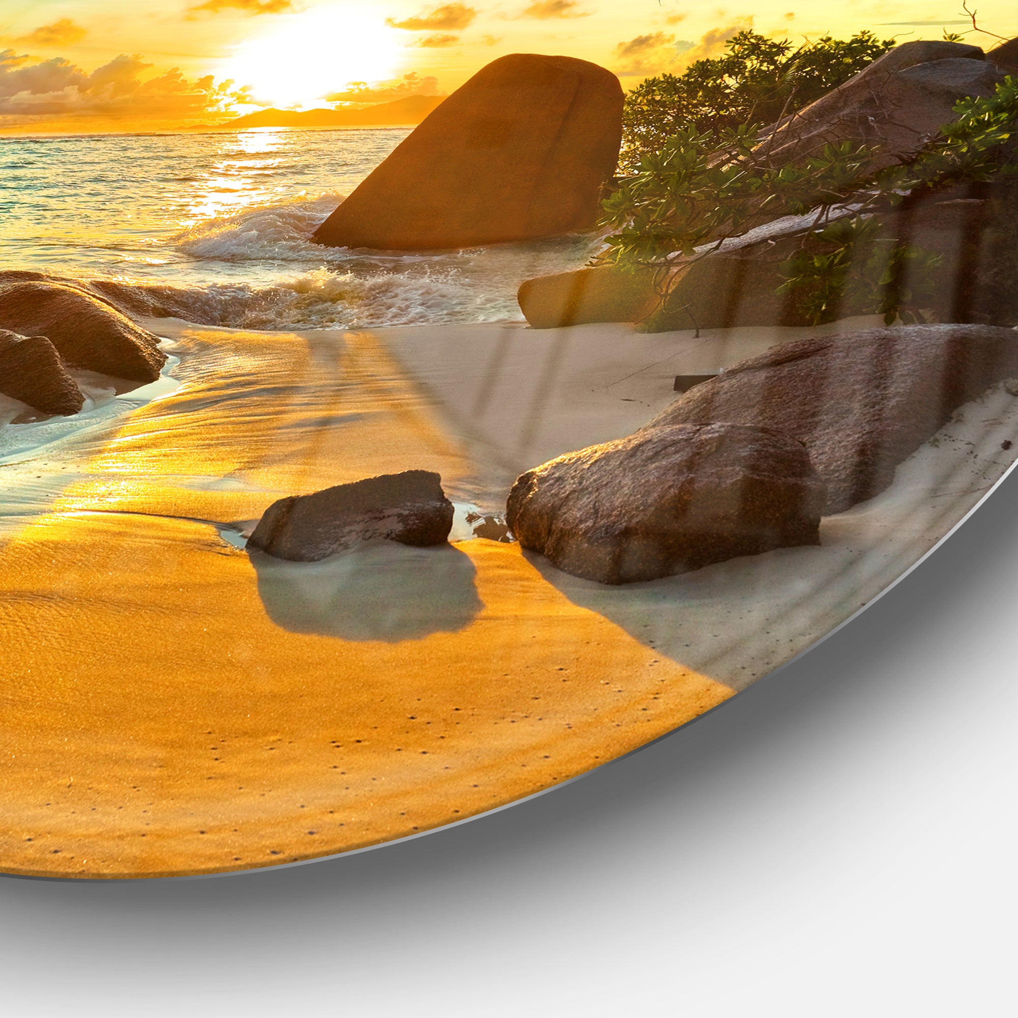 Sunset in Tropical Beach' Disc Landscape Photography Circle Metal Wall Art