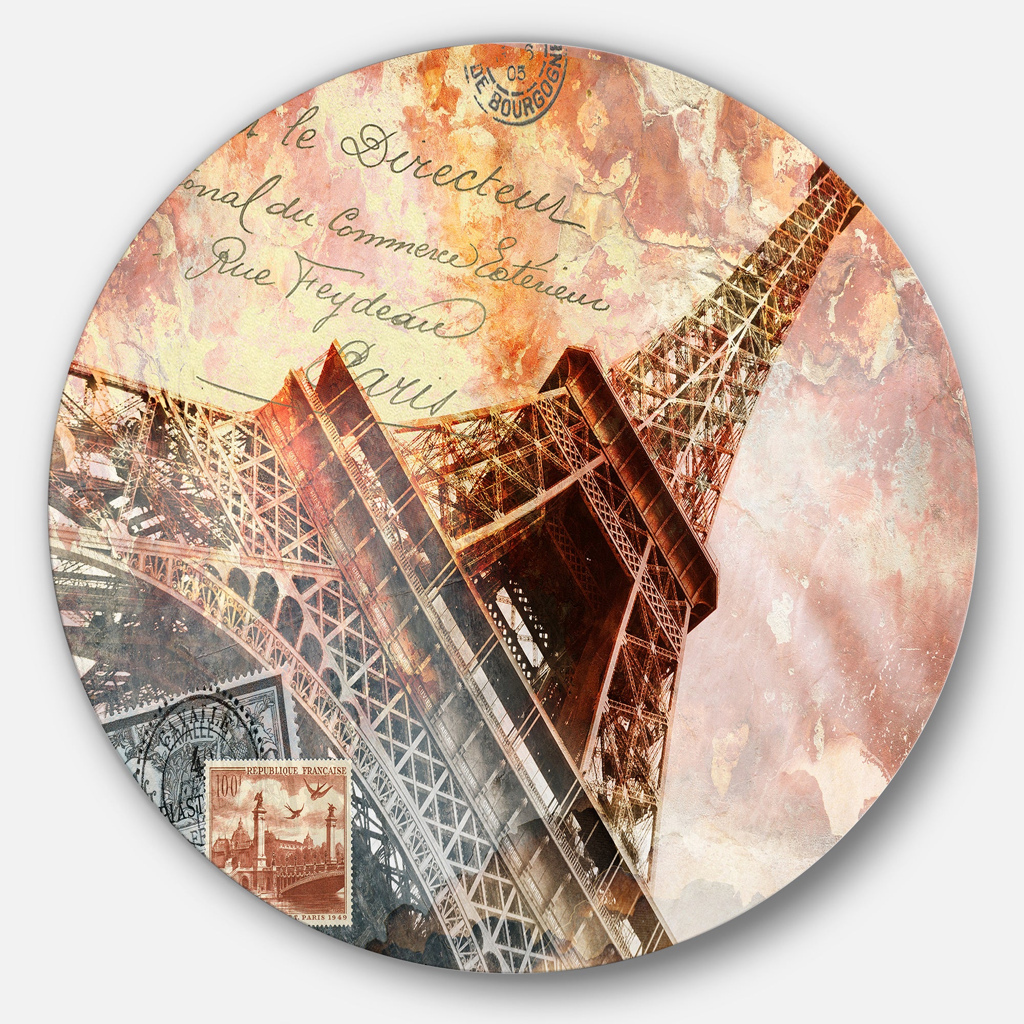Paris Eiffel TowerParis' Disc Contemporary Circle Metal Wall Art