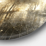 Night Alley with Lights' Disc Photography Landscape Circle Metal Wall Art