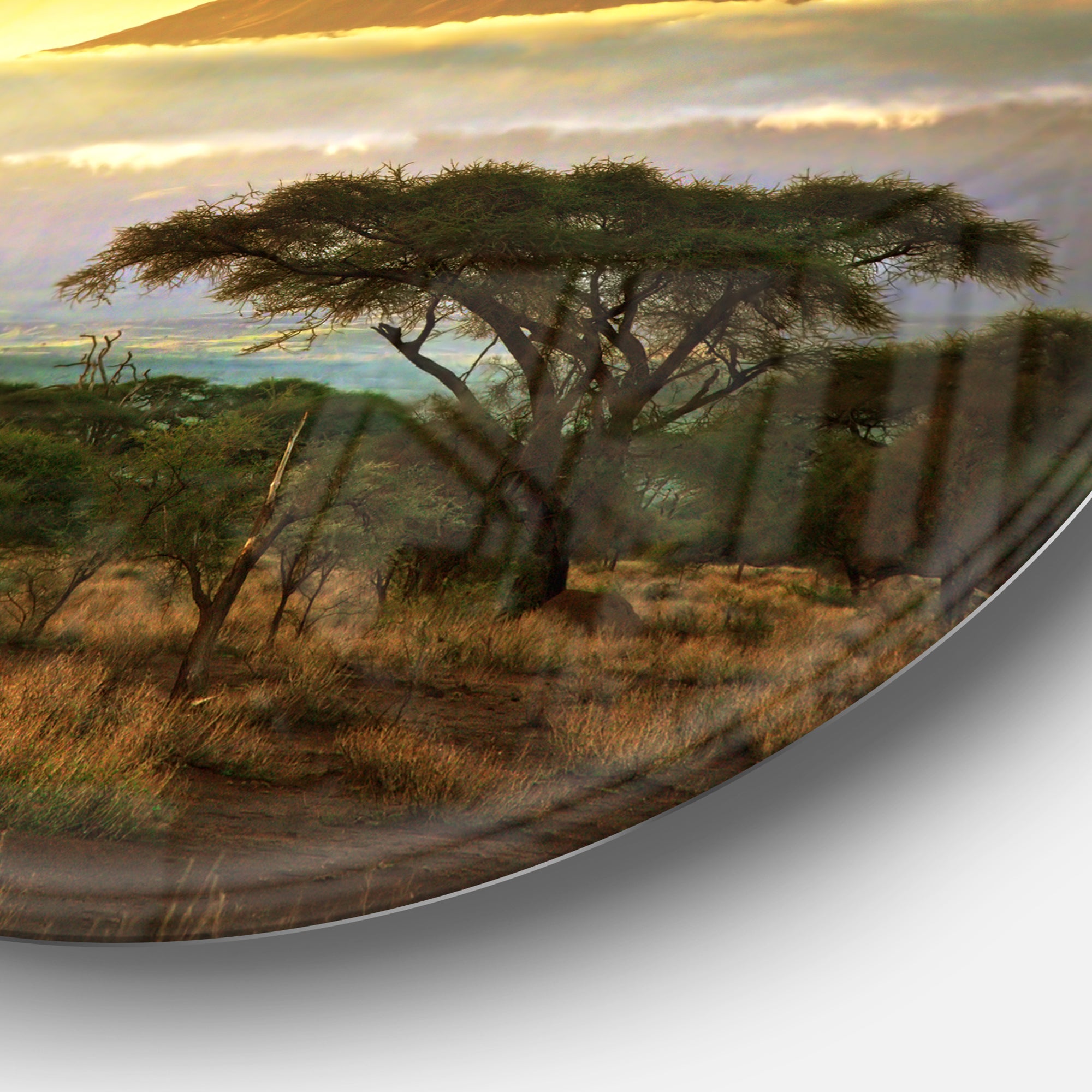 Mount Kilimanjaro' Disc Photography Landscape Circle Metal Wall Art
