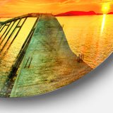 Fabulous Sunset Panorama' Disc Photography Seascape Circle Metal Wall Art