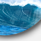 Sky Hitting Ocean Waves' Disc Seascape Circle Metal Wall Art