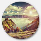 Autumn Panorama of Mountains' Disc Photography Circle Metal Wall Art