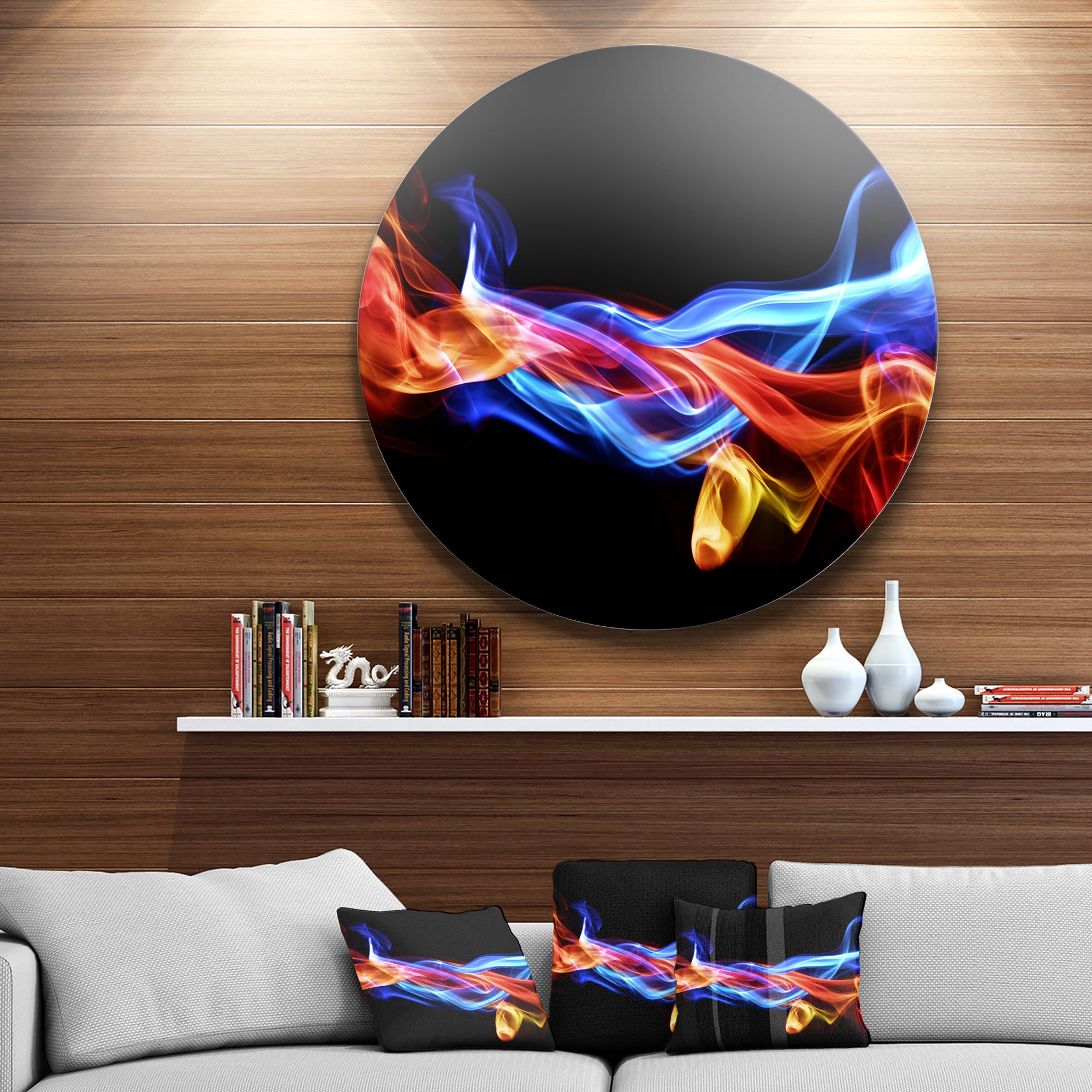 Fire and Ice Design Abstract' Disc Large Contemporary Circle Metal Wall Arts