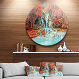 Rainforest Waterfall Loas' Disc Landscape Photography Circle Metal Wall Art