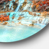 Rainforest Waterfall Loas' Disc Landscape Photography Circle Metal Wall Art