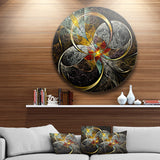 Symmetrical Brown Fractal Flowers' Disc Large Contemporary Circle Metal Wall Arts