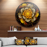 Dark Gold Fractal Flower' Disc Large Contemporary Circle Metal Wall Arts