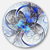 Symmetrical Blue Fractal Flower' Disc Large Contemporary Circle Metal Wall Arts